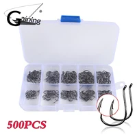 500pcs octopus fishing hooks high carbon steel hooks with barbed hook 10 different size fish hook with hole for fishing 3 12