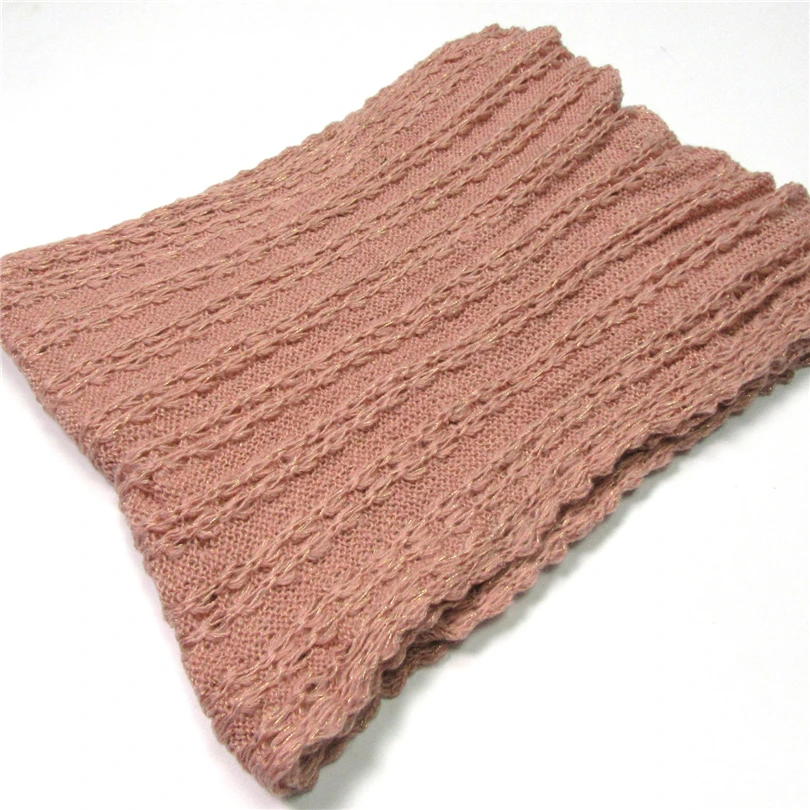 Зимние теплые женские шарфы длинный мохер вязаный люрекс кружевной мягкий шарф