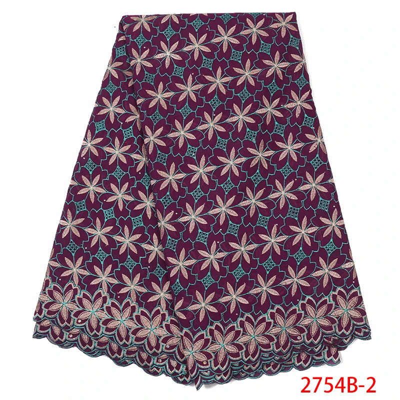 2018 African Swiss Lace Fabric Voile In Switzerland High Quality Nigerian Embroidered Cotton with Stones KS2754B-1 | Аксессуары для