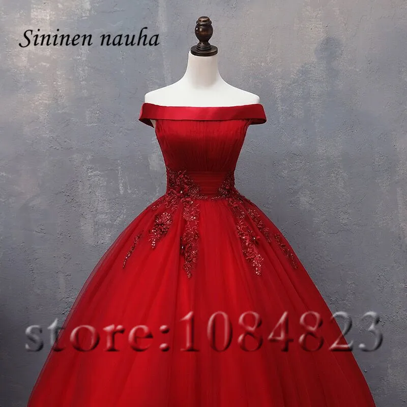 Красные платья для Quinceanera платье выпусквечерние вечера длинное бальное с