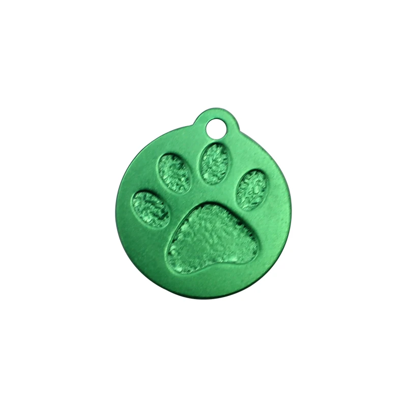 Green Pawstrip, 2 шт./лот, выгравированные бирки для собак, ошейник для собак, кошек, индивидуальная идентификационная бирка для собак, круглая лапа, персонализированные ошейники для кошек, 23*26 мм - Color: Green