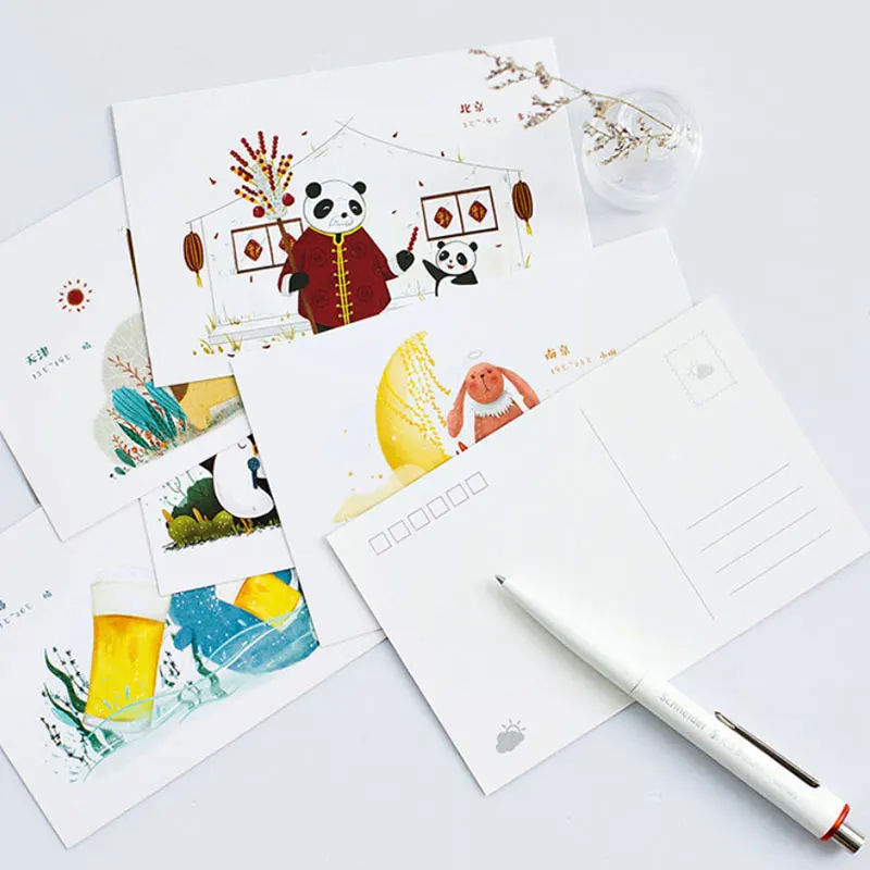 30 шт./лот милая нарисованная вручную открытка с рисунками животных из