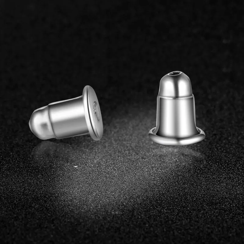 Solid 925 Sterling Silver Earring Backs With Silicone Friction Rubber Inside Bullet Stoppers Earnuts SED087 | Украшения и