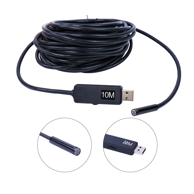 USB эндоскоп с объективом 7 мм водонепроницаемая камера наблюдения мягким кабелем