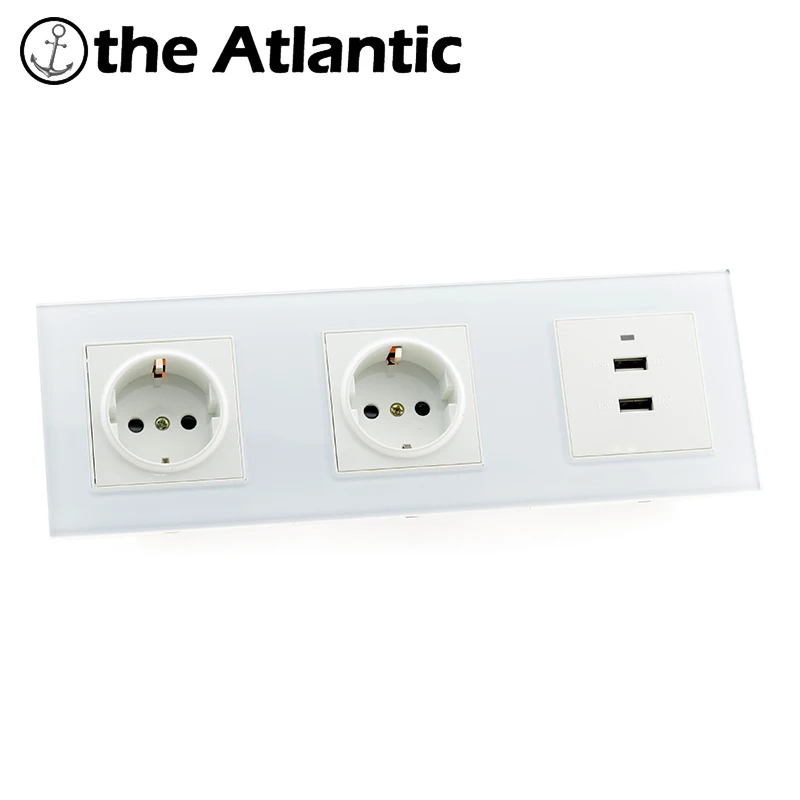 Электрическая розетка + USB ТВ RJ45 HDMI Тройная Pop настенная закаленное стекло панели