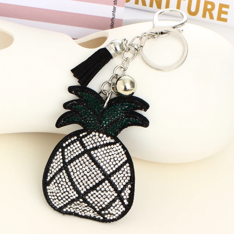 Женский кожаный брелок для ключей серебристого цвета в виде клубники и вишни с