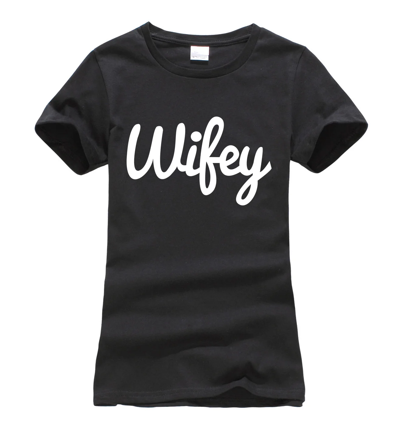 2017 Для женщин футболка Wifey печати хлопок Повседневное уличная рубашка Леди