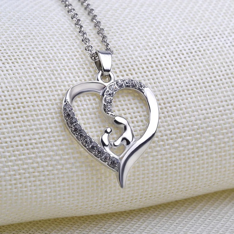 2016 Новое Прибытие Сердце Ожерелье Высокого Качества Посеребренные Кристалл Мать