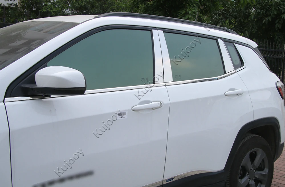 8x нержавеющая сталь автомобильное внешнее окно столб колонна чехол рамка стикер