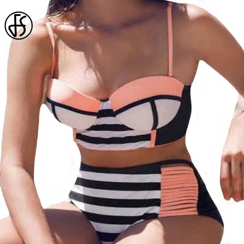 Борется Цвет пуш ап обертывание с высокой талией треугольный Купальники/бикини