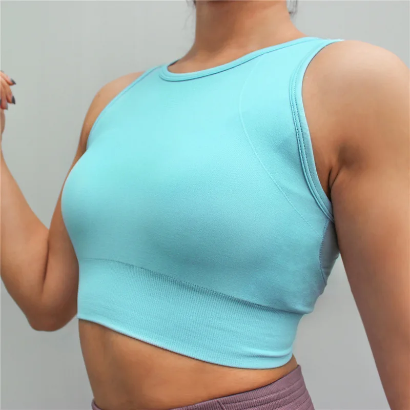 Для женщин Бесшовные Спортивные бюстгальтеры сексуальный для спортзала фитнеса