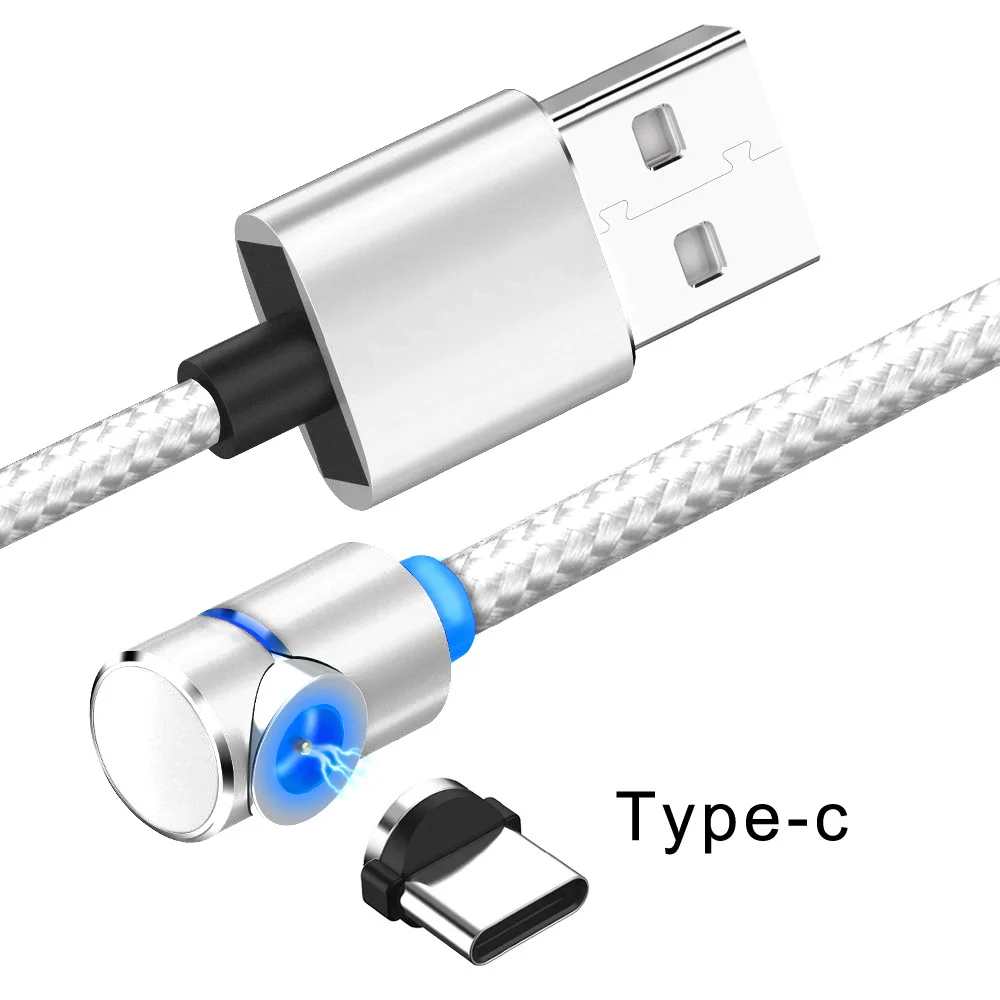 Магнитный зарядный кабель L-образный светодиодный светильник 360 градусов для Android