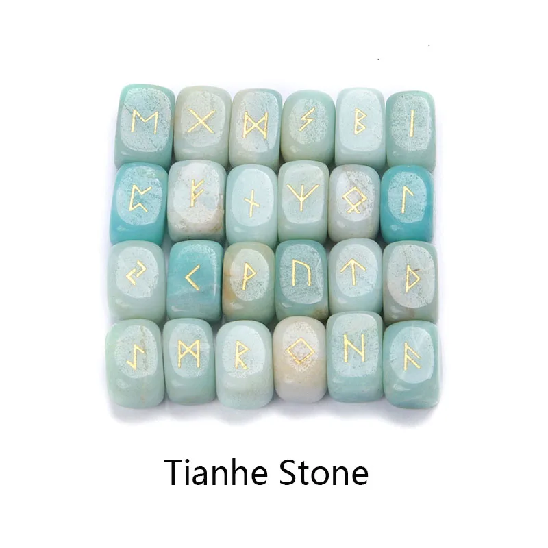 Tianhe stone 25 шт. натуральный камень, с резьбой руны викингов амулет набор рейки руник алфавитов Исцеление Кристаллы кварц гадание камни ювелирные изделия - Окраска металла: Tianhe stone