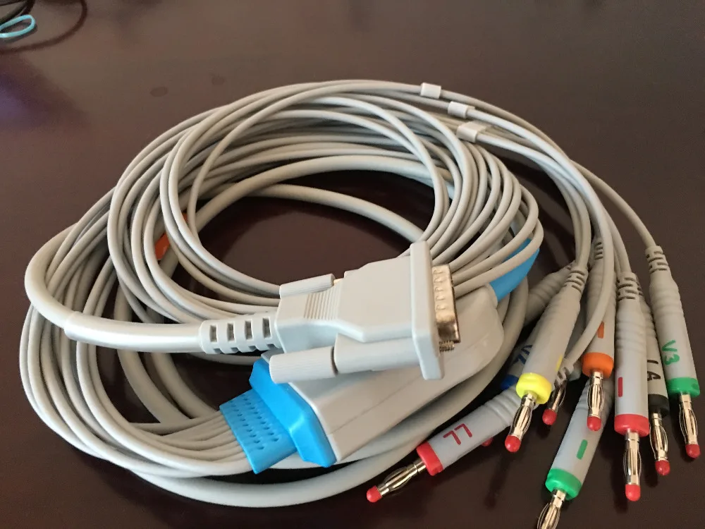 Новый совместимый кабель Schiller EKG с 10 проводами ECG schiller для пациента Banana4.0 AHA AT3 AT6 CS6