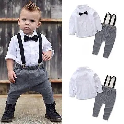 Baby Boy Tops Long Sleeve Casual Newborn Toddler Kids Clothes Set overalls Shirt+Bib Pants Gentleman Suits Trousers Outfits |