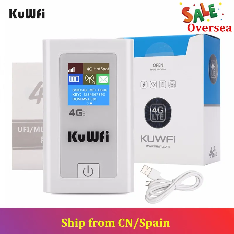 KuWFi внешний аккумулятор 4G LTE роутер 3g/4G sim-карта Wifi роутер Карманный 150 Мбит/с CAT4 Мобильная точка доступа WiFi с слотом для sim-карты