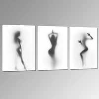 triptych hd wall posters and print nude naked girl in the shower hazy shadow canvas wall painting for bed room decor no frame