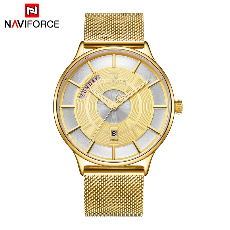 GG NAVIFORCE мужские часы, мужские часы, Топ бренд, Роскошные Кварцевые часы, мужские Модные наручные часы со стальным сетчатым ремешком, Relogio Masculino - Цвет: GG