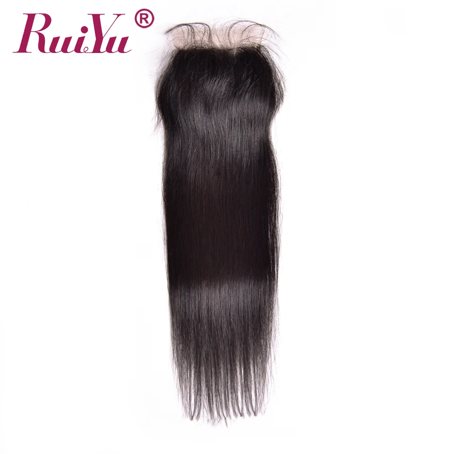 RUIYU волосы перуанские Кружева Закрытие прямые человеческие с Детские Волосы 4