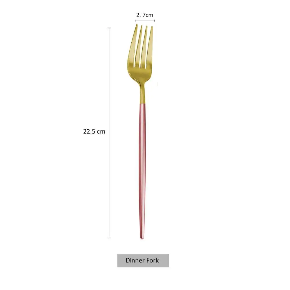 

JANKNG Pink Gold Dinnerware Set 304 Stainless Steel Western Cutlery Set Kitchen Food Tableware Fork Knife Scoop Silverware Set