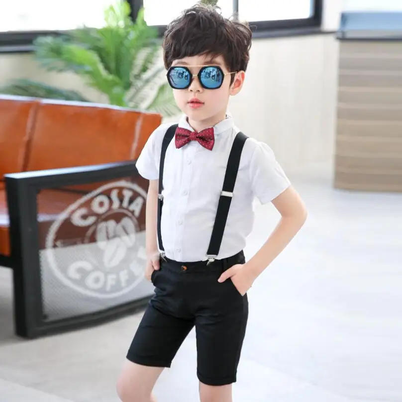 2019 летний Школьный костюм для мальчиков и девочек белая рубашка + шорты