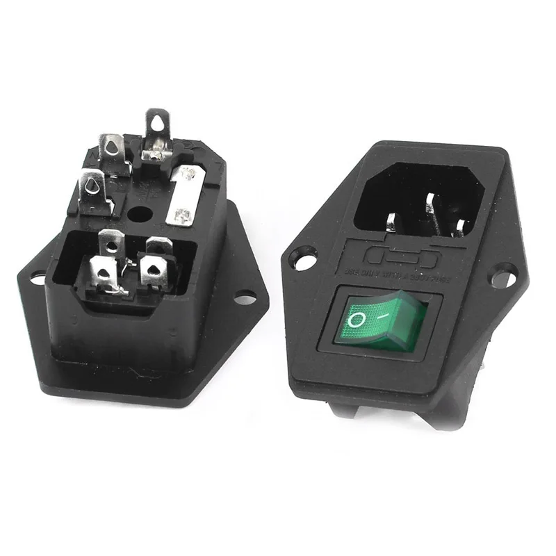 AC 10A 250V IEC320 C14 Входной модульный Штепсель Neno лампа ВКЛ/ВЫКЛ переключатель плавкого