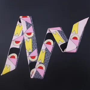 Шарф женский Шелковый, с изображением глаз маленького монстра, длинный, 2018