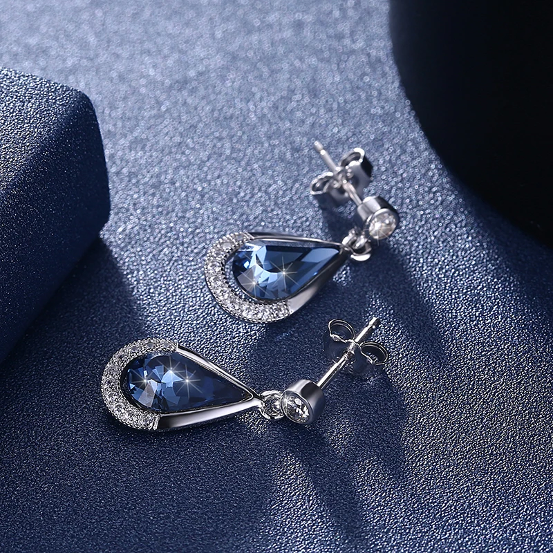 Серьги подвески женские из серебра 925 пробы с кристаллами SWAROVSKI|Серьги-подвески| |