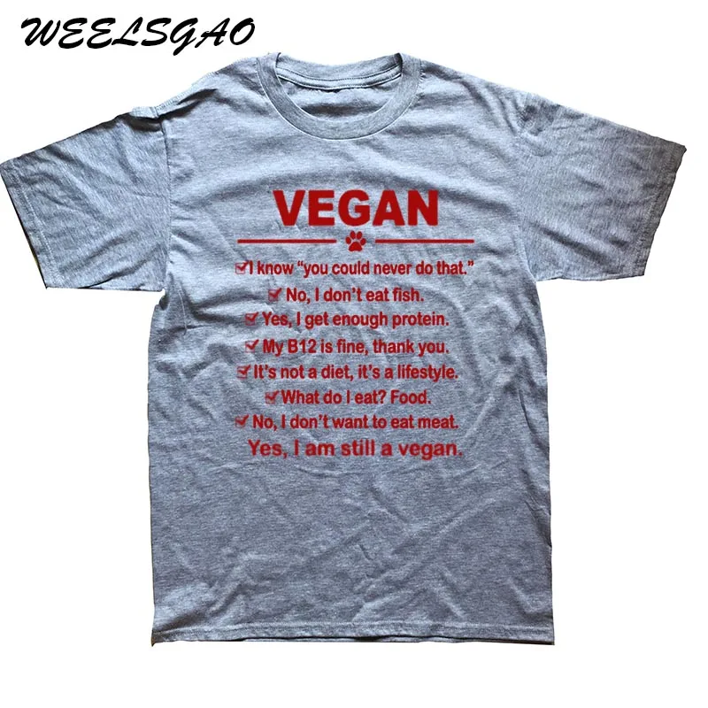 gray WEELSGAO, новая модная брендовая одежда для мужчин, Vegan I Am Still A Vegan хлопковые футболки с коротким рукавом - Цвет: gray