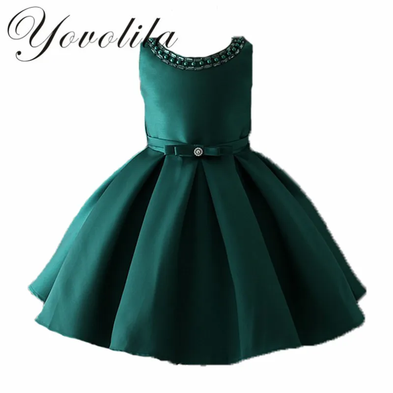 Cute Girls Dress With Bow Kids Dresses For Vestido De Festa Solid Princess Sleeveless Baby Girl Summer Clothes | Детская одежда и