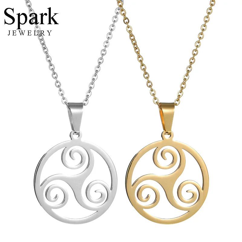 

Spark Hollow Teen Wolf Triskele Necklace Punk Stainless Steel Triskelion Statement Necklaces For Movie Fans Party Gift Colliers