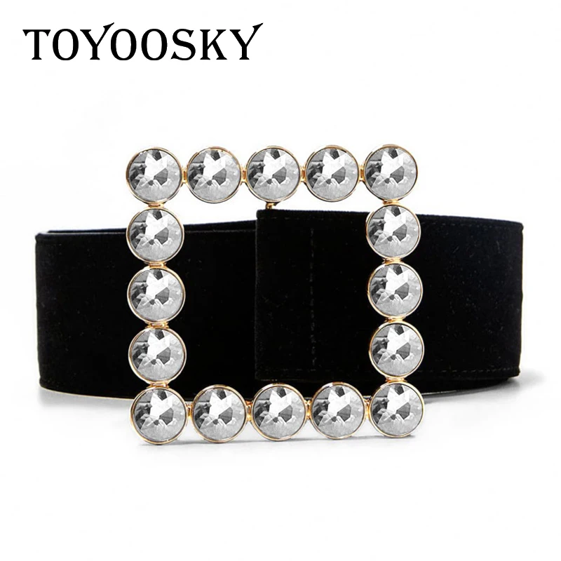 TOYOOSKY роскошные ремни для женщин квадратный набор со стразами бархатное