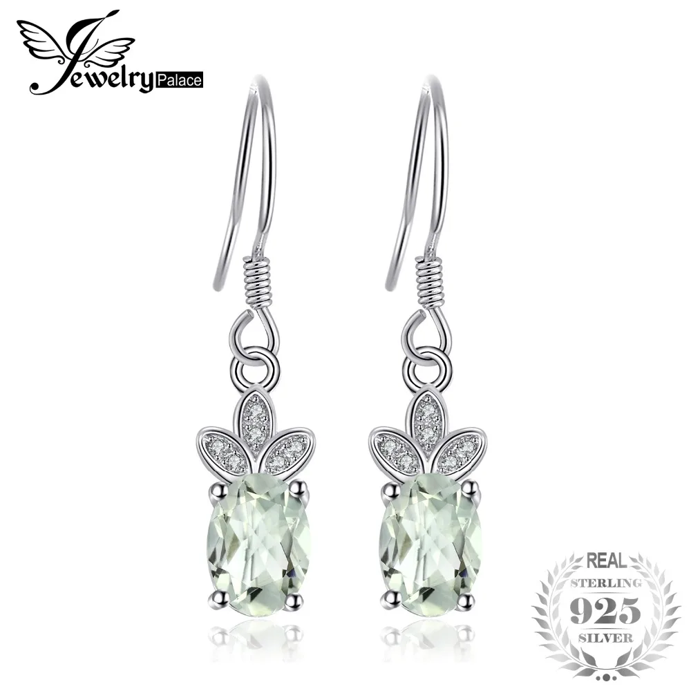 Jewelrypalace классический 1.9 ct натуральный зеленый аметист белый топаз Висячие серьги