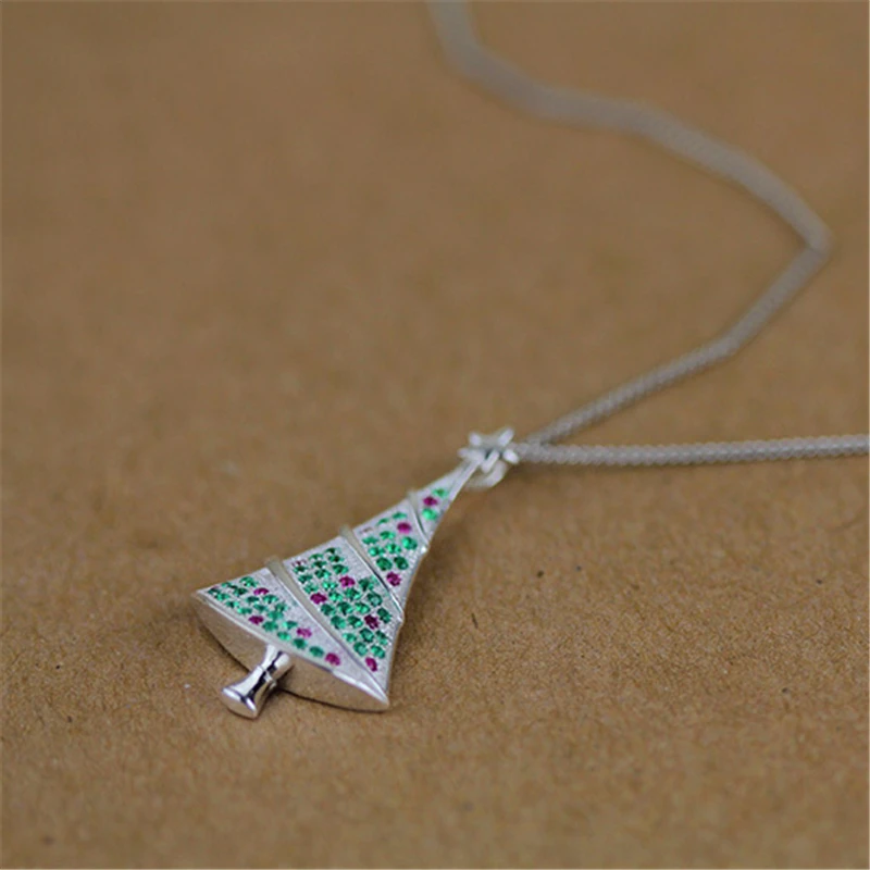 новинка елка подвески с стразы реального чистого стерлингового серебра 925