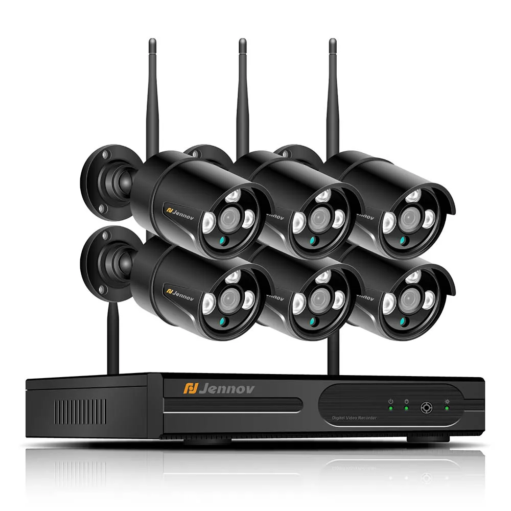 6 PCS Black Cameras Jennov 8CH 1080P Wifi беспроводная камера безопасности система наружного видеонаблюдения комплект ip-камеры NVR комплект CCTV Водонепроницаемая IPP ipCam - Цвет: 6 PCS Black Cameras