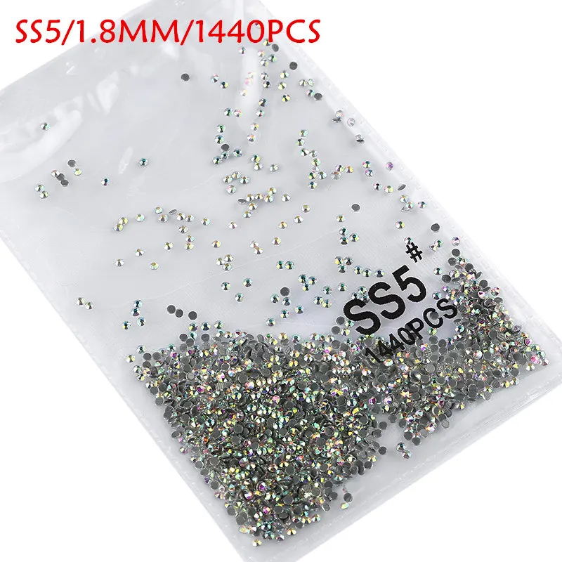 glue ab ss5 SS3-SS8 1440 шт. с плоской задней поверхностью для маникюра кристаллы, стразы для дизайна ногтей, 3d-украшения для ногтей DIY Стекло драгоценные камни AB прозрачные украшения - Цвет: glue ab ss5