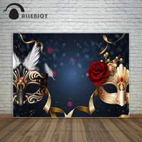 allenjoy black golden red rose dance party prom backdrop masquerade ribbons glitter halo background vinyl photography banner