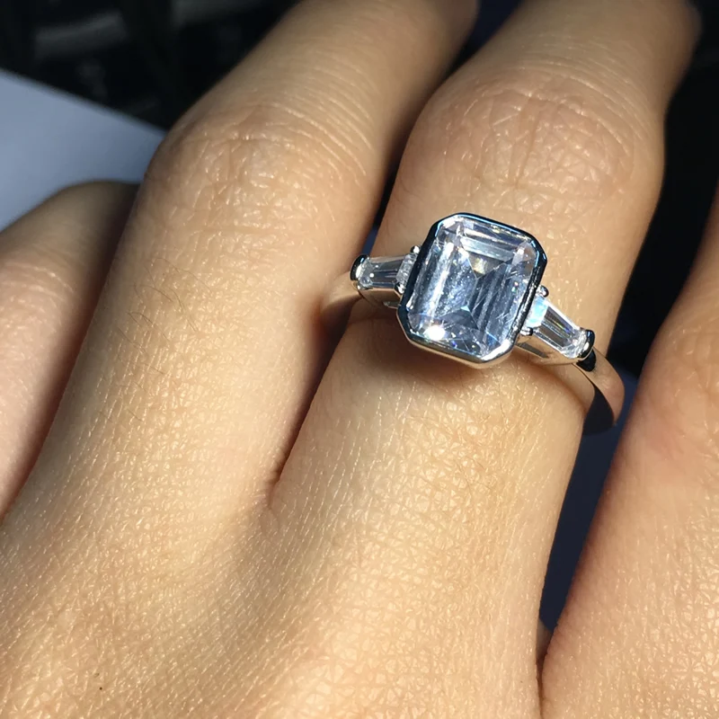 ANZIW элегантные Emeraled кольцо 925 стерлингового серебра Anillos для женщин высокое