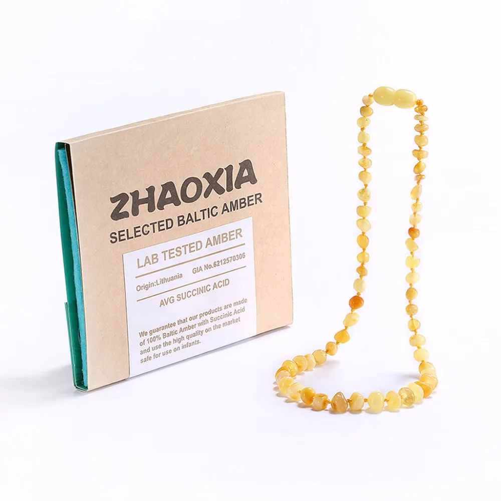 

Baltic Amber Teething Necklace/Bracelet for Baby(Butterscotch) - Handmade in Lithuania - Lab-Tested Authentic - 3 Sizes