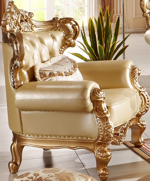 Диван в античном стиле золотого цвета KT1037 | Мебель