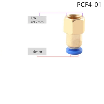PCF4-01 PCF воздушный фитинг 4 6 8 10 12 мм шланговая трубка 1/" 3/8" 1/" BSP 1/4" Женский латунный пневматический, с резьбой соединитель Быстрый Соединительный фитинг - Цвет: PCF4-01