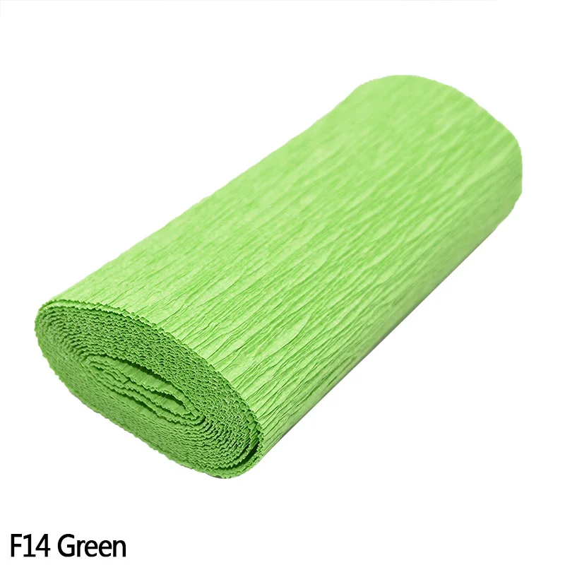 F14 Green 250cm*10/15/25/50 cm Crinkled Crepe Paper Gifts Flower Wrapping Wedding Festive Party Decoration DIY Fold Scrapbooking Crafts - Color: F14 Green