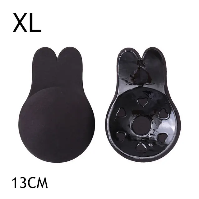 nylon rabbit blac XL Спереди Пряжка пуш-ап невидимый бюстгальтер для женщин бюстгальтеры без бретелей накладки на грудь липкий силиконовый самоклеящийся белье бежевый/черный - Цвет: nylon rabbit blac XL