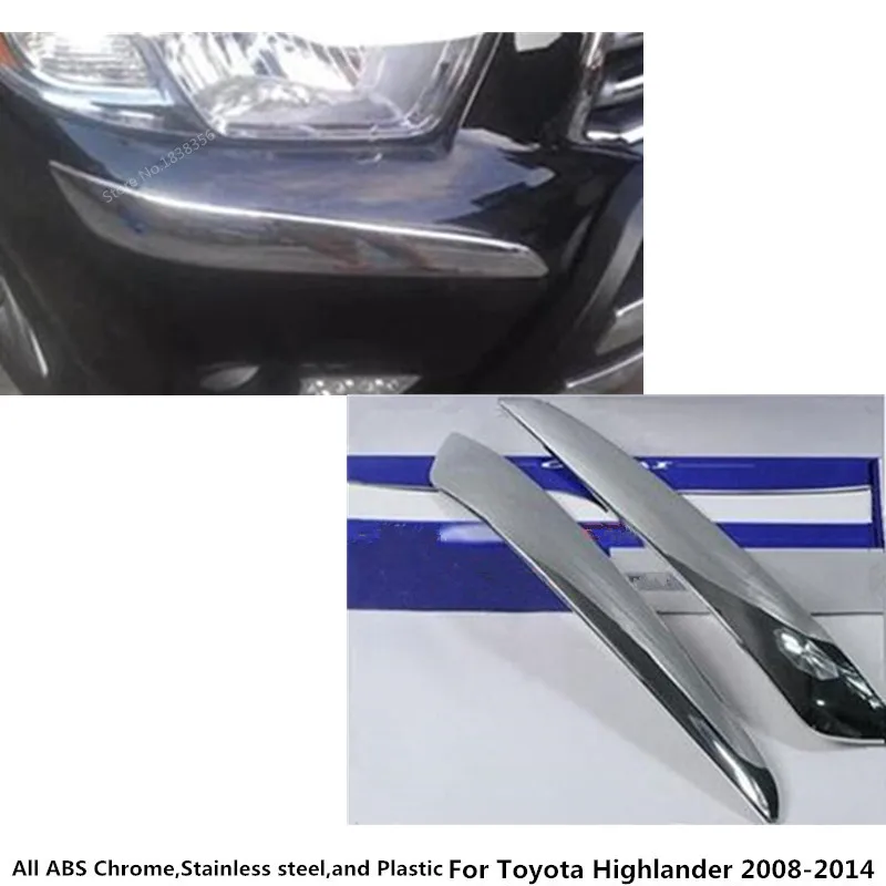Для Toyota Highlander 2008 2009 2010 2011 2012 2013 лицевой стороне бампер Защита Уголок отделка stick ABS хромированная крышка из акрила 2 шт