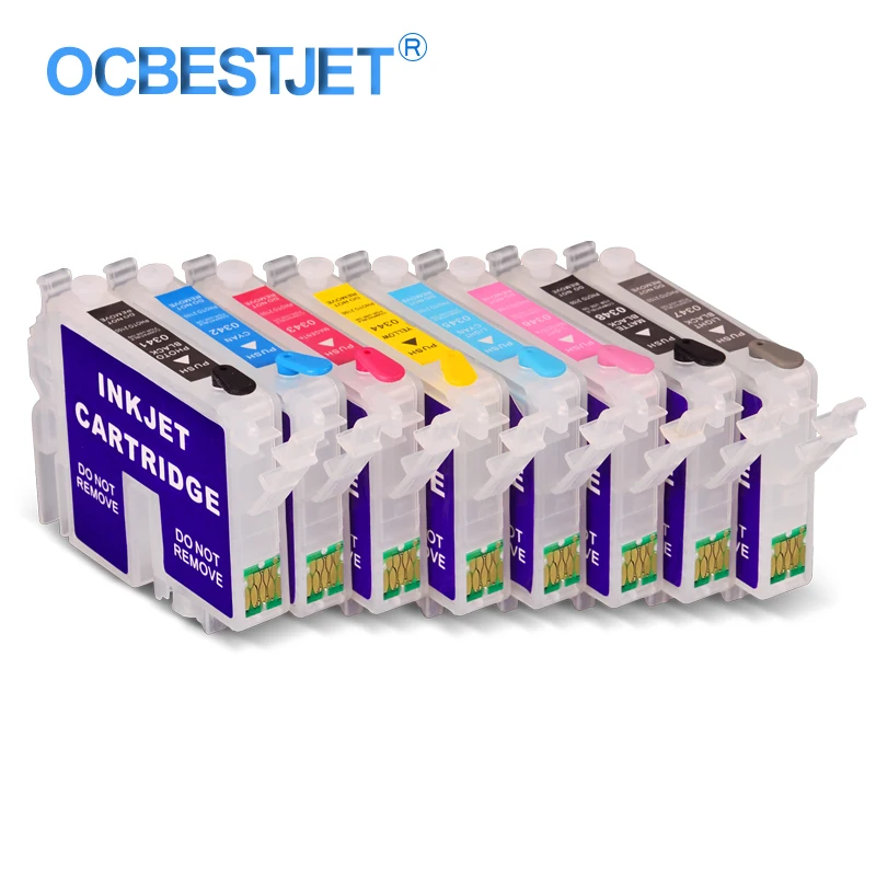 

8Colors/Set T0341-T0348 Refillable Ink Cartridge With ARC Chip For Epson Stylus Photo 2100 2200 Printer (PBK C M Y LC LM LK MBK)