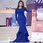 Женское вечернее платье-русалка, облегающее синее платье с длинным рукавом, в арабском стиле