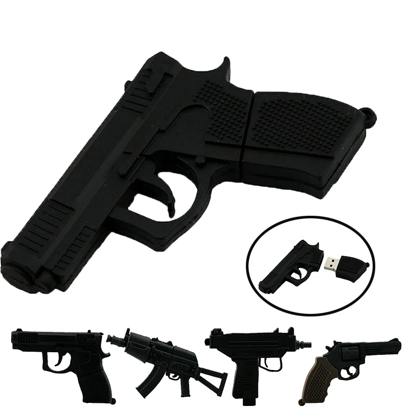 Творческий флешки 128 ГБ USB Flash Drive 64 32 16 8 накопитель personalizado мультфильм оружия AK47
