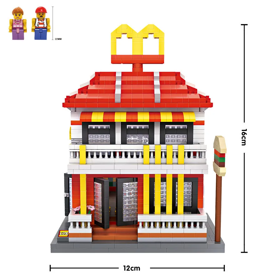LOZ Diamant Blocs Architecture Mini Street View ресторанные блоки de Construction Magasin Boutique Modele DIY Nano Mirco Brique |