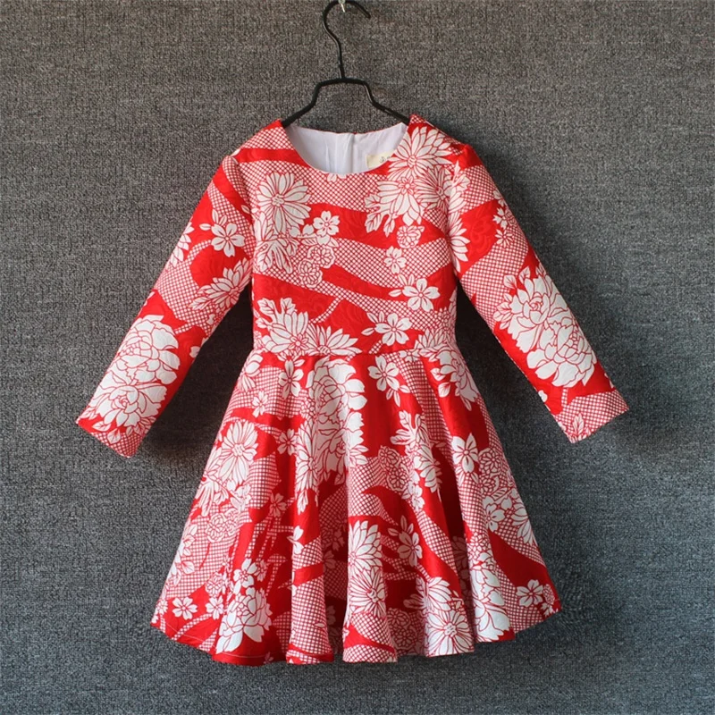 

Spring floral print children one-piece women girls long big bottom skirt family match clothes mother daughter party base dresses
