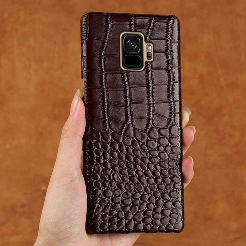 Из натуральной нешлифованной кожи чехол для samsung Galaxy S10 S10E S9 плюс S6 S7 край S8 c7 c8 J5 J7 A5 A7 Note 8 9 крокодила из натуральной кожи чехол
